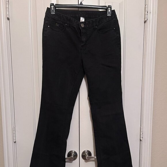 Women's Black Jeans with Sparkle Pockets in Size 10 by Cache - Picture 2 of 6